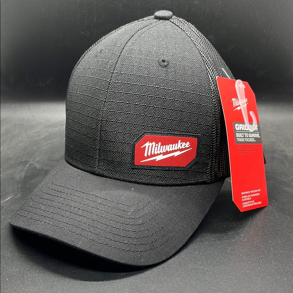 Milwaukee Gridiron SnapBack Trucker Hat Black Mesh Patch Logo Cap